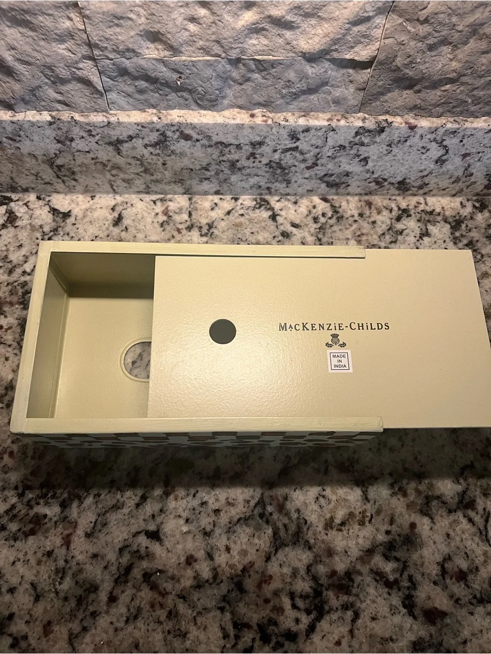Mackenzie-Childs SERENGETI Standard Tissue Box Holder - Leopard Print. EUC.